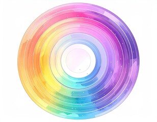 Concentric circles, rainbow gradients, watercolor effect