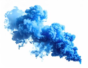 Abstract ink blots of shades of blue against a white background