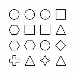 Geometric Abstract Outline Icons Set Thin Line Vector Shapes, Minimal Black Line Art