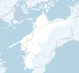 日本の愛媛県と隣接する都道府県を含む、シンプルなロードマップ