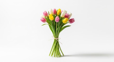 Tulip Arrangement Isolated on White Background