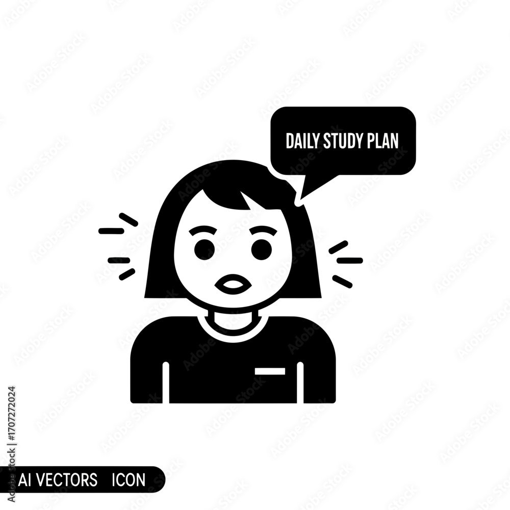 Poster student thinking daily study plan icon vector illustration scalable eps design element vector