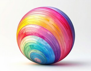 Colorful layered sphere on white background