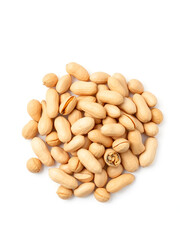 delicious peanuts pile isolated on white background. fresh peanuts with high nutrition