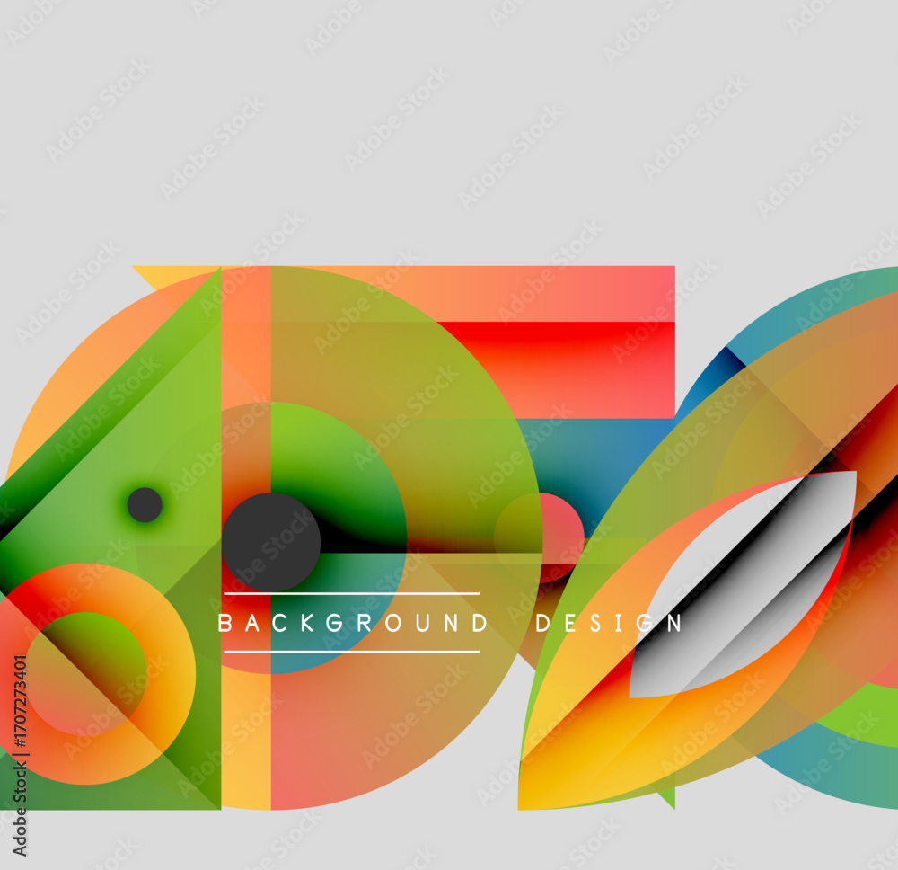 Aufkleber abstract colorful shapes overlap. dynamic composition creates modern visual effect. gradients add de