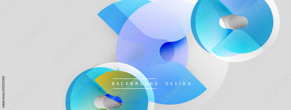Aufkleber abstract shapes overlap, creating dynamic blue gradients. soft colors blend with white background, m