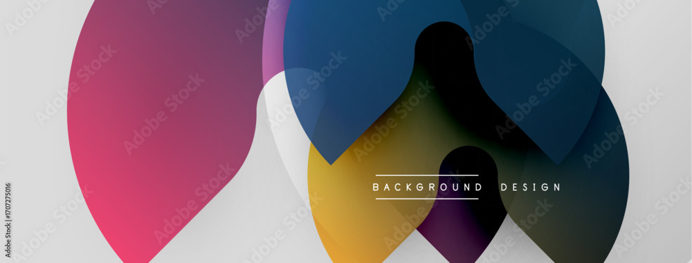 Poster abstract colorful shapes overlap creating dynamic visual effect. modern design elements suggest flui