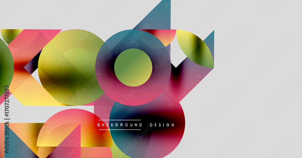 Poster abstract colorful shapes overlap, creating dynamic composition. modern design elements suggest innov