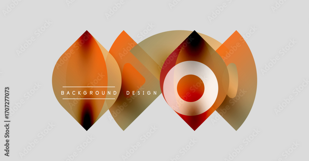 Poster abstract design features overlapping shapes, warm colors, gradients. modern background element with 