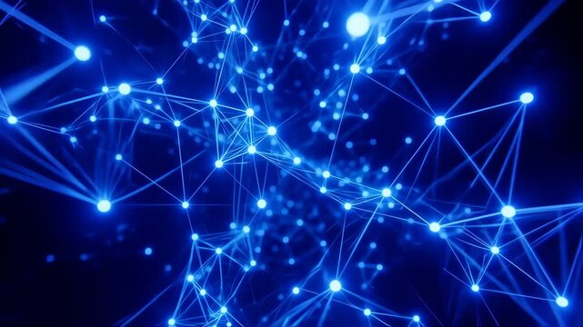 Abstract network of glowing blue points and lines