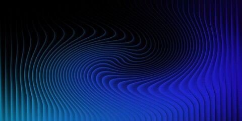 Dark abstract background with wavy lines in blue and black colors