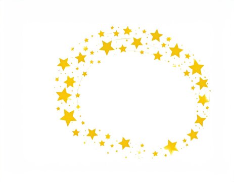 Gold stars in a swirling oval frame on white - Powered by Adobe