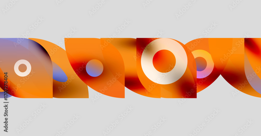 Aufkleber abstract composition featuring overlapping orange shapes. circles, squares, rectangles create dynami