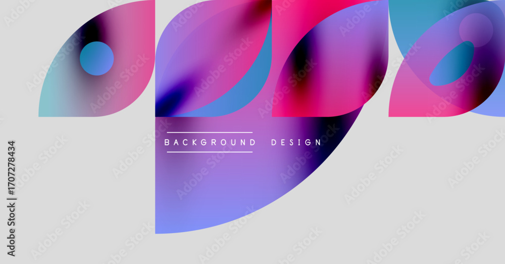 Aufkleber Abstract colorful shapes overlap, creating dynamic visual effect. Background features gradients, text reads background design.