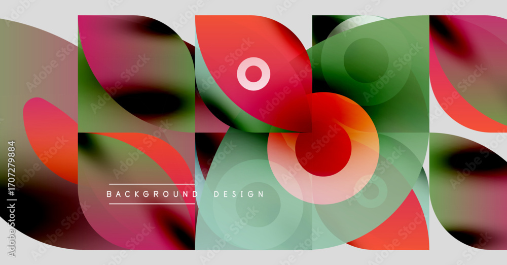Aufkleber abstract fluid shapes, vibrant colors, overlapping forms create modern design. background features g