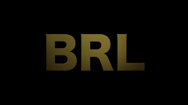 Realistic golden alphabet "BRL", alpha channel