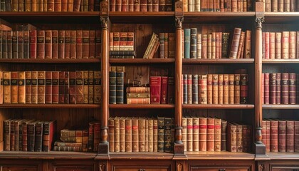 Antique Bookshelf with Assorted Volumes