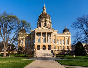 Obraz premium Majestic capitol building, neoclassical design, spring morning