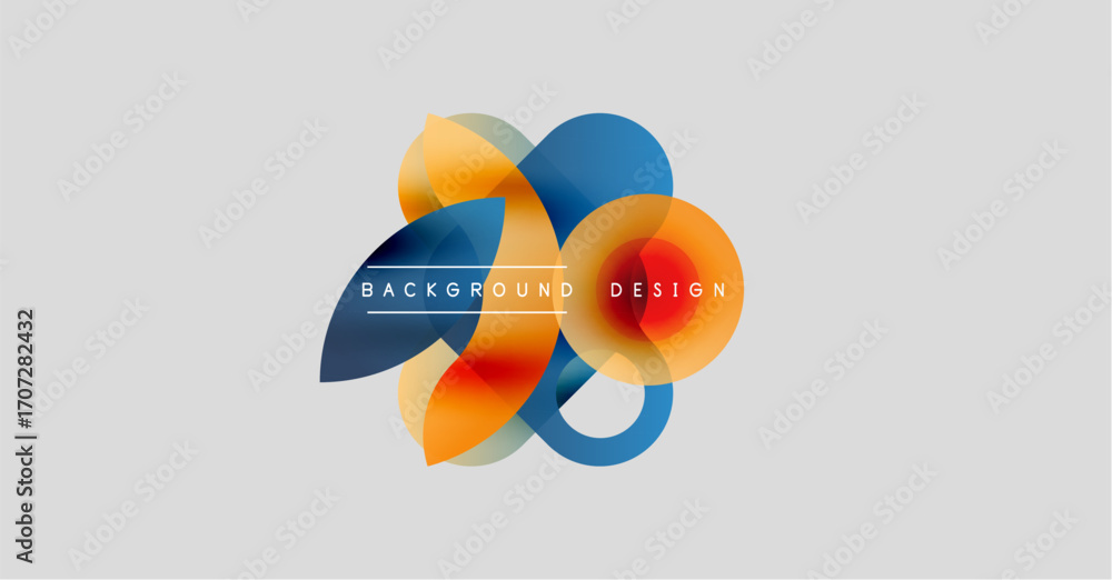 Poster abstract colorful shapes overlap, creating dynamic visual effect. text reads background design withi