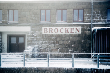 Brocken mountain in winter Harz National Park