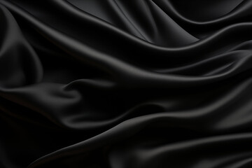 Obraz premium Luxurious black silk with delicate folds, background