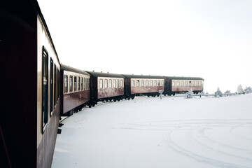Brocken Railway in winter at Harz National Park
