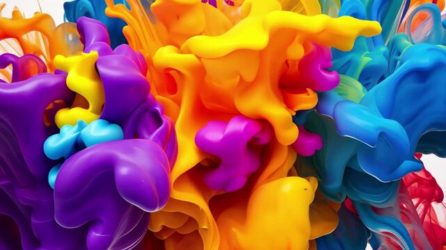 Vibrant splashes of color dispersing on a white background during a creative art demonstration that showcases the beauty of fluid dynamics in motion - Powered by Adobe