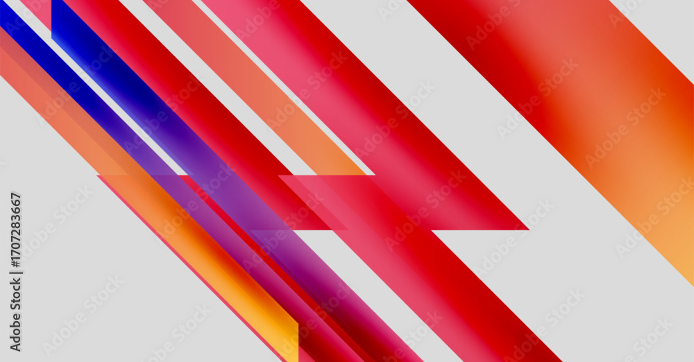 Poster abstract composition featuring vibrant diagonal lines. colors blend, creating dynamic visual effect.
