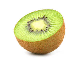 Kiwi fruit half cut isolated on white.