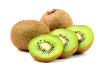 Obraz premium Kiwi fruit with slice isolated on white.
