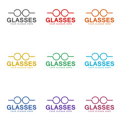 Optic Store Glasses simple Logo  icon isolated on white background. Set icons colorful
