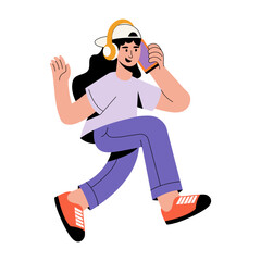 A flat style illustration showing a person holding phone call 
