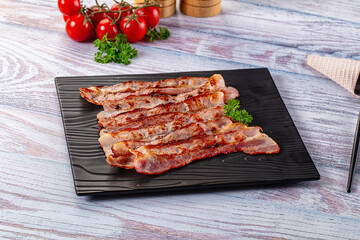 Fried pork bacon for breakfast