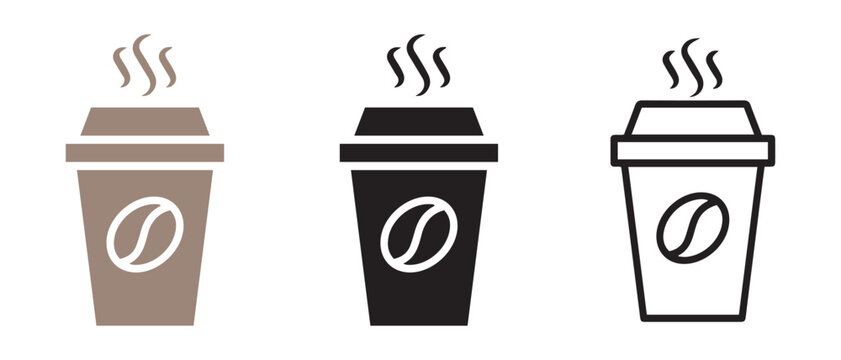 Coffee cup icons. in different styles isolated on white background.