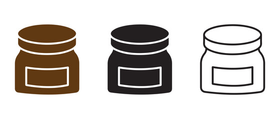 Jam icon set. isolated on white background, vector illustration of food preserve.