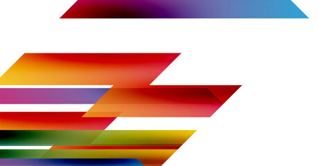 Fototapeta premium Abstract colorful shapes overlap white background. Dynamic composition creates modern visual impact. Bright gradients suggest movement, energy.