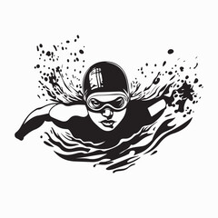 Young Man Swimming Training Pool Vector Illustration Athlete Fitness Sport