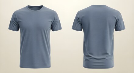 Blue T-Shirt Mockup: Front and Back Views for Apparel Design Templates