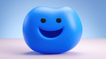 Fototapeta premium A bright blue smiley face icon representing joy and positive emotions in ai emotion alignment and engagement systems