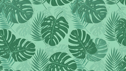 Fototapeta premium ropical Leaf Pattern - Green Vector Illustration
