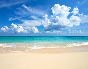 Obraz premium Tropical beach scene under a blue sky