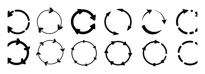 Fototapeta premium Collection of Circular Arrow Icons for Process and Recycling Concepts