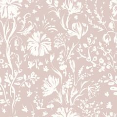 Elegant floral seamless pattern - branches with flowers. Repeat print with delicate 