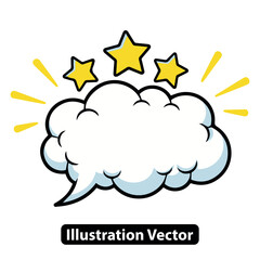 Blank comic book speech bubble with shining yellow stars for expressing an amazing idea or thought