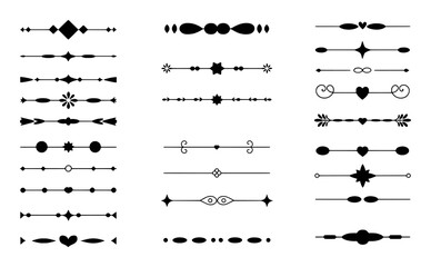 Collection of Decorative Black and White Line Dividers and Ornaments