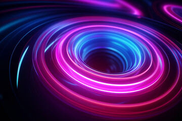 Obraz premium Neon ring glow in the dark futuristic abstract 3D background