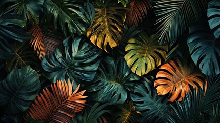 Tropical leaves pattern background