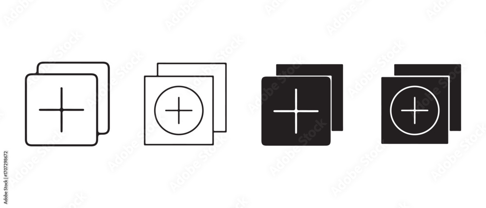 Poster add document icon set. isolated on white background for file upload concept.