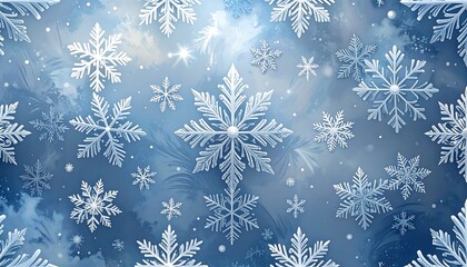 Winter snowflake pattern on a blue background