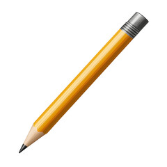 Yellow Wooden Pencil on Transparent Background